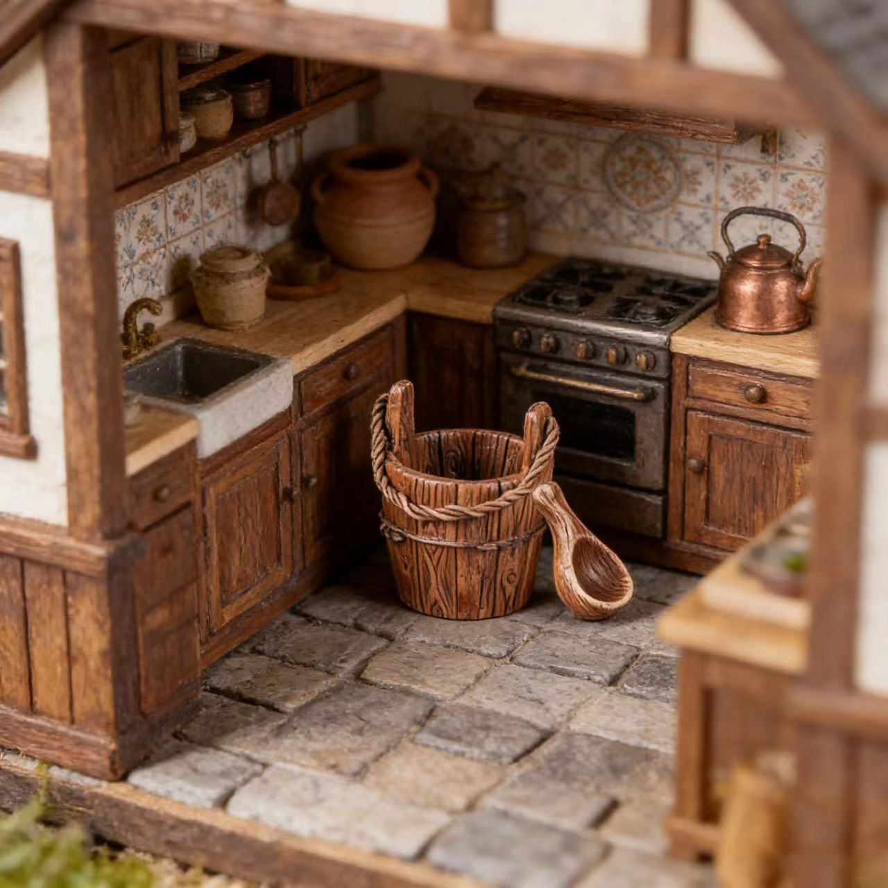 Woodworking Diy - Miniature dollhouse wooden barrel set, micro