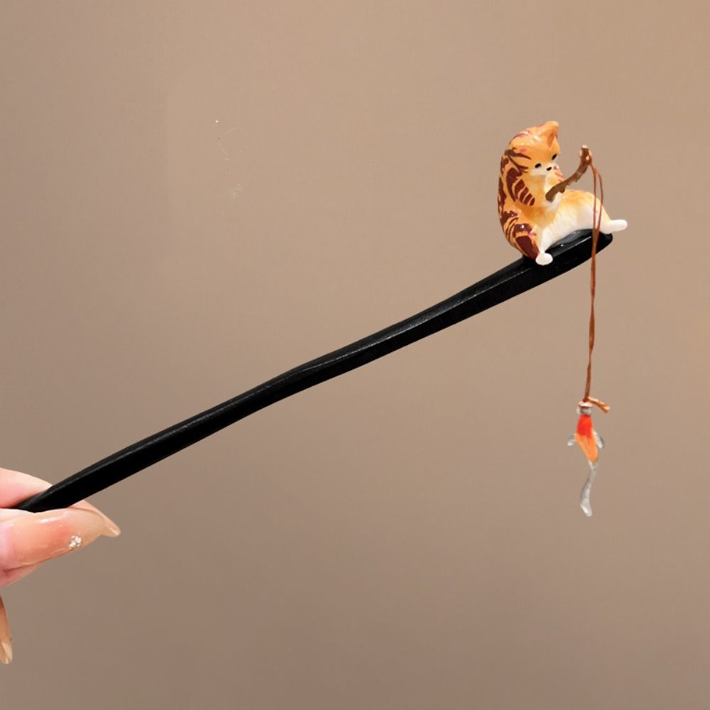 Woodworking For Kids - Antique Cat Fishing Wooden Hair Stick