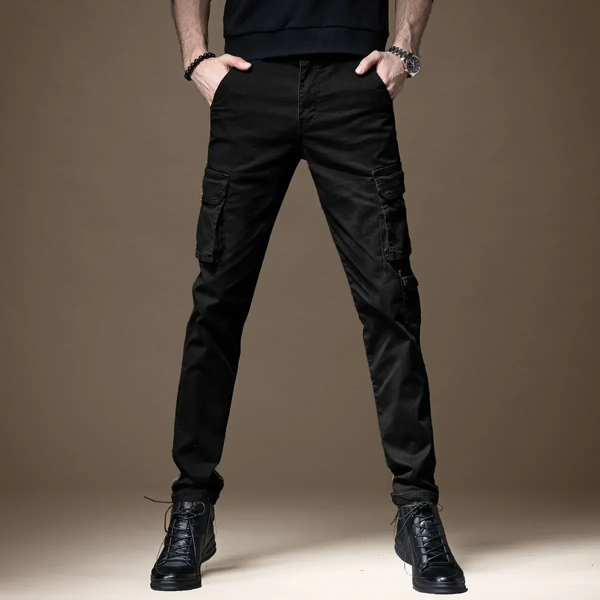 Trousers Man Black Slim Cargo  - đánh giá và giá Woodworking Brand