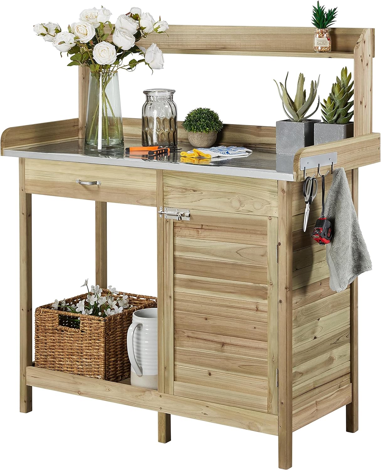 Outdoor Potting Bench Table, G - đánh giá và giá Woodworking Product