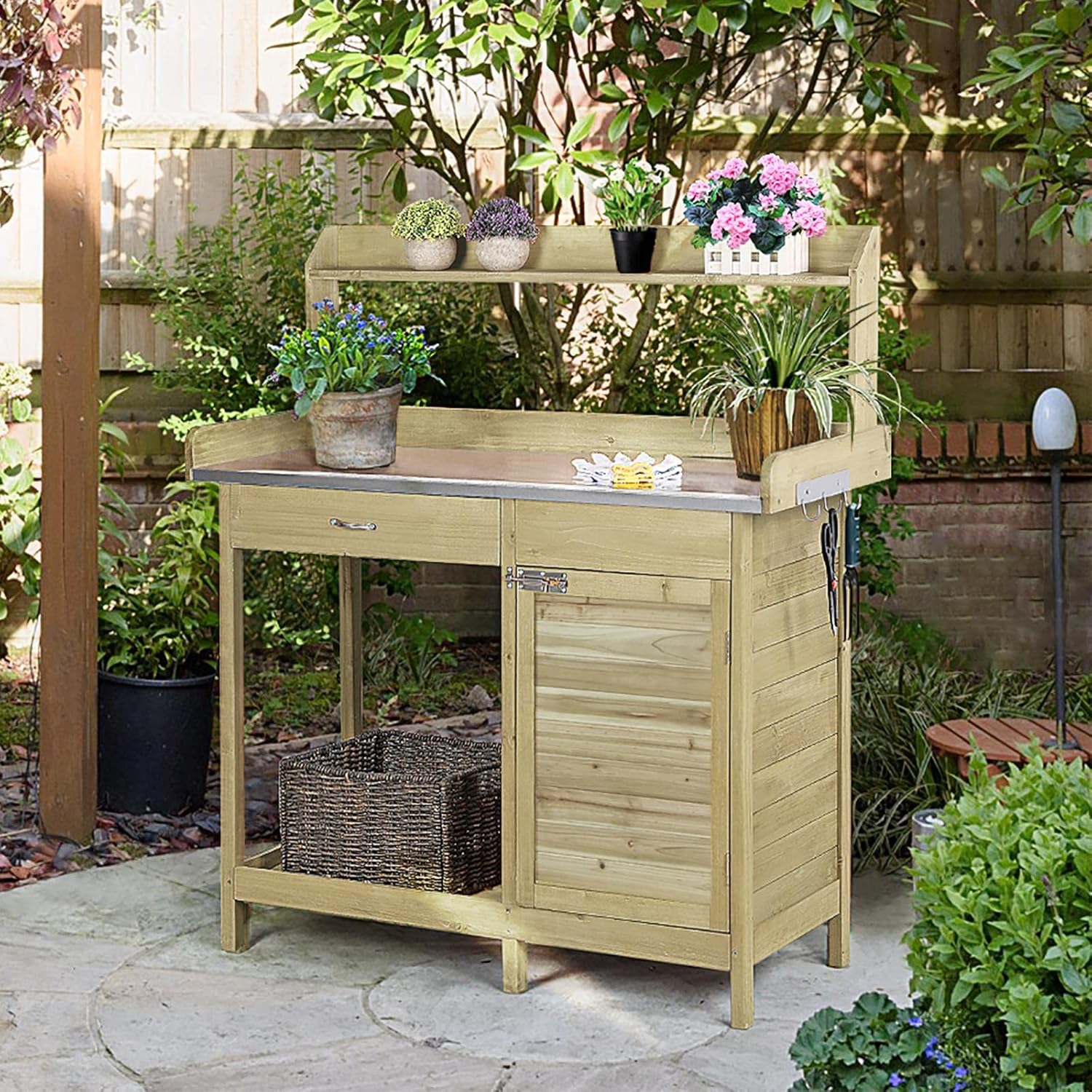 Outdoor Potting Bench Table, G - đánh giá và giá Woodworking Product